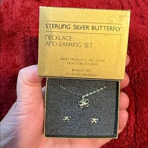 Avon Sterling silver vintage Butterfly necklace and earring set